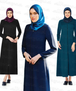 Ferace AL6000-Womens Full Sleeve Coat Style Abaya Modest Jilbab Turkish SIZES (SMALL TO 3XL)