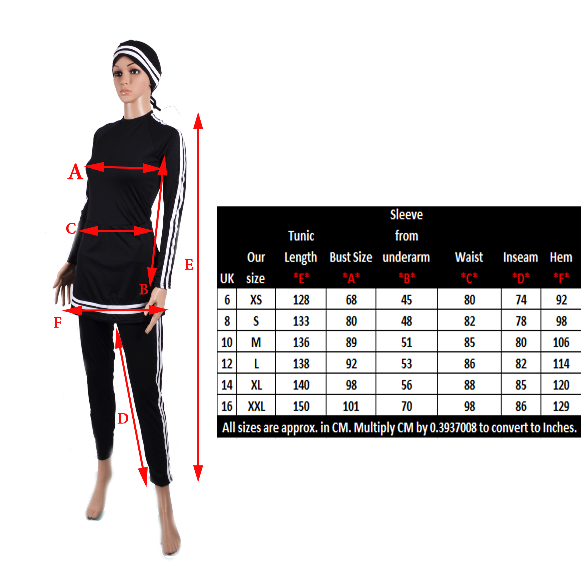 AlHamra AL2257 Bahri 1 Piece Modest Burkini Swimsuit Sportswear - Image 3