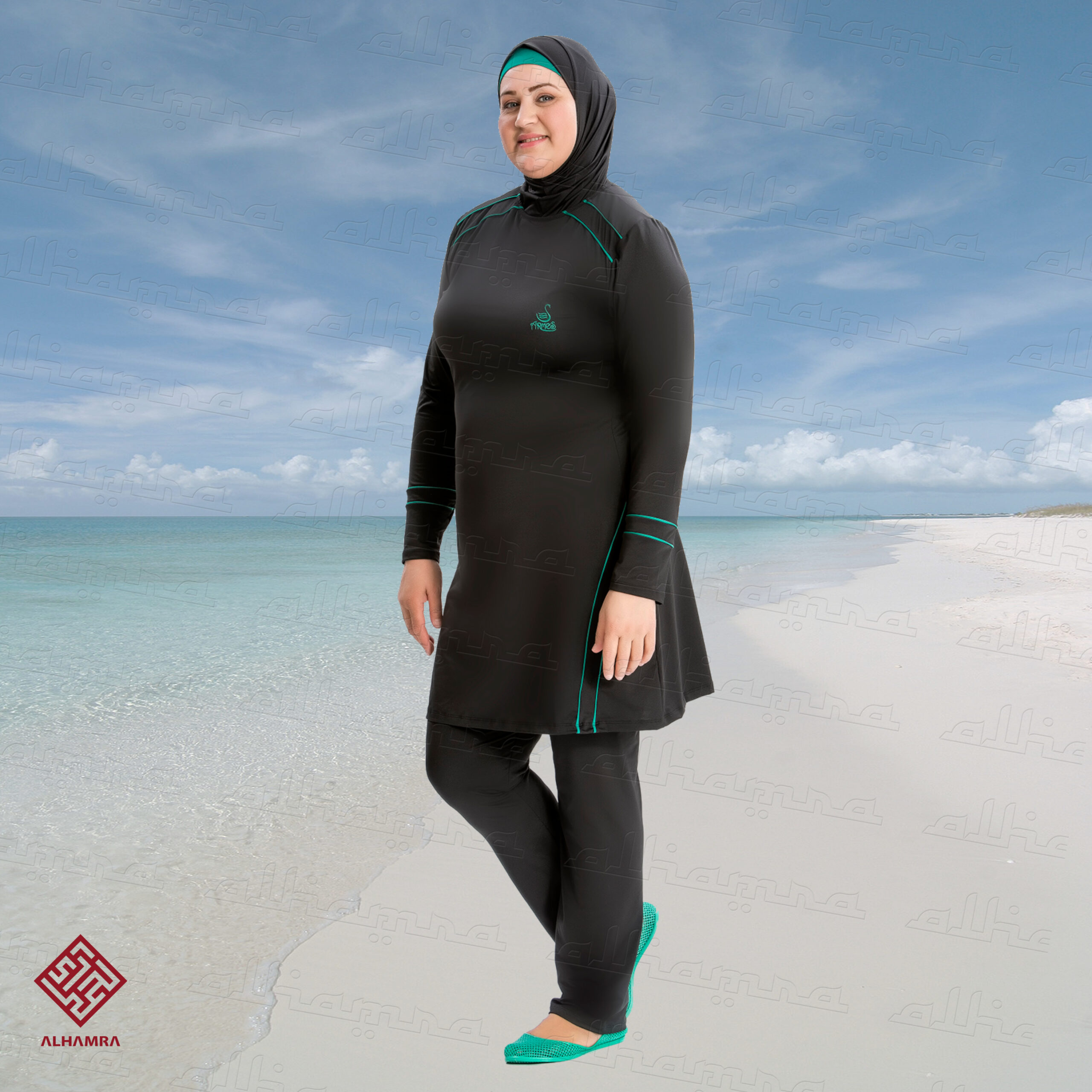 Full Cover Modest Swimsuit AL8232 Plus Size UK 20-26 - Image 2