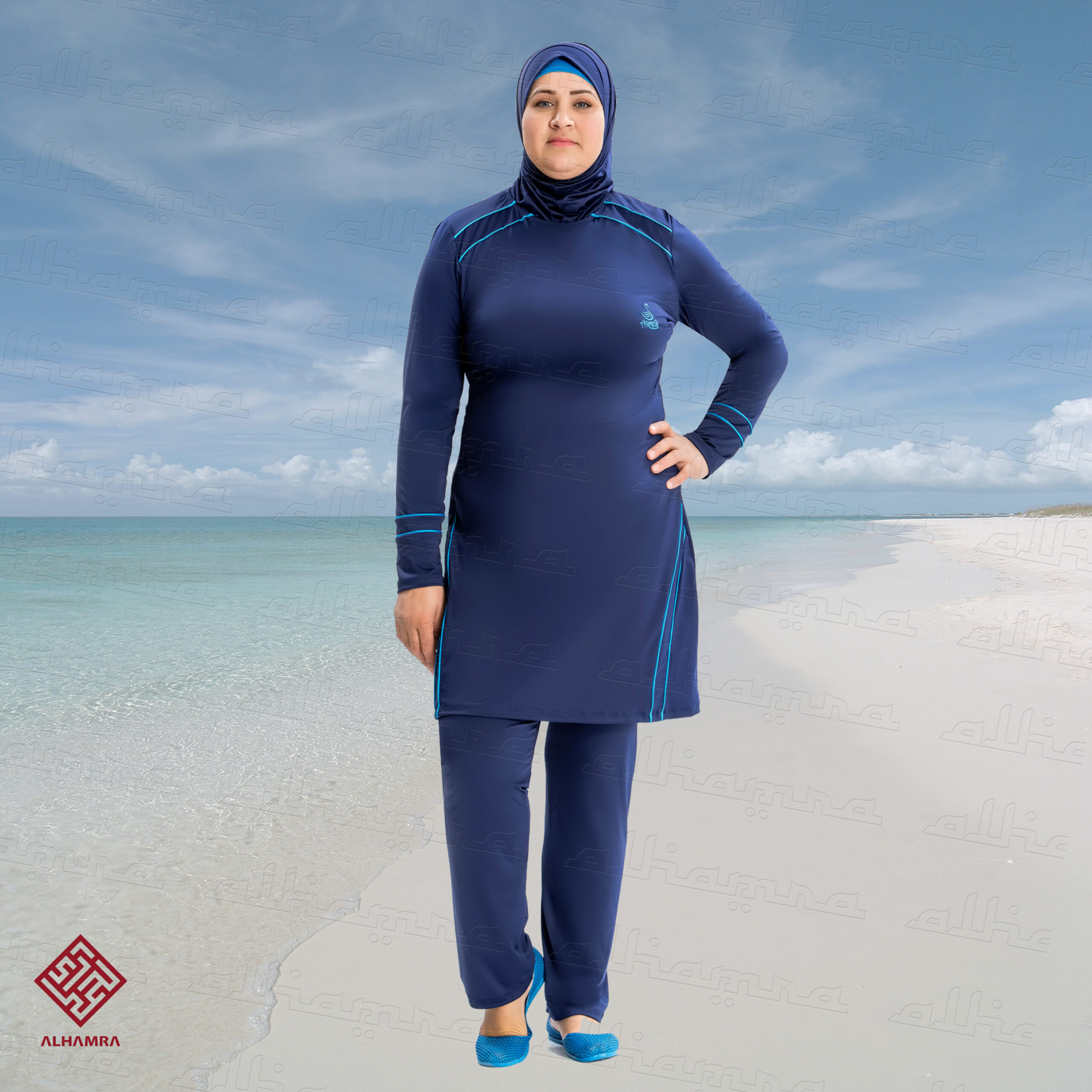 Full Cover Modest Swimsuit AL8232 Plus Size UK 20-26 - Image 3