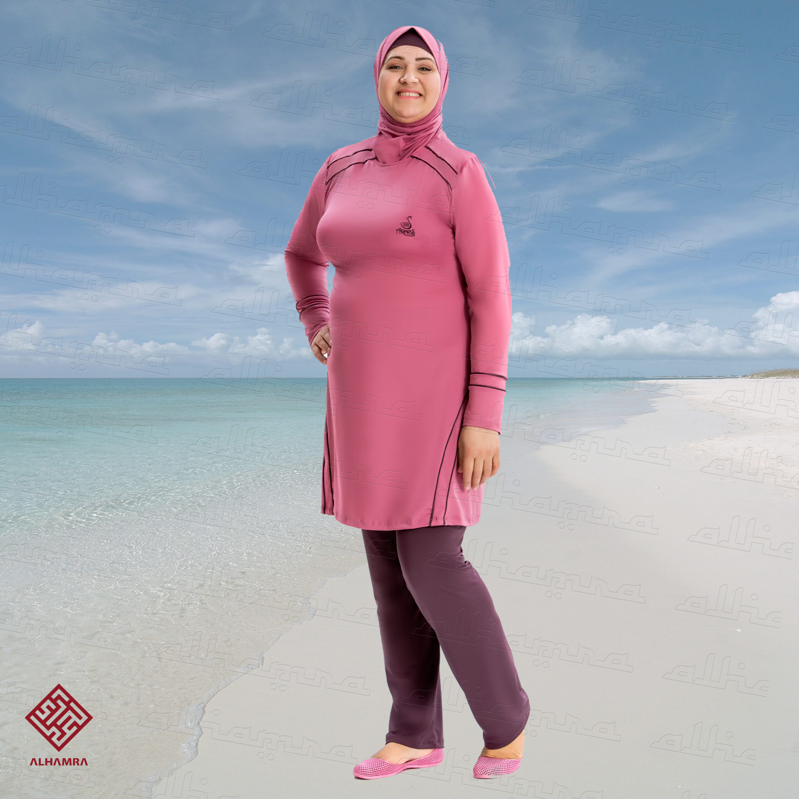 Full Cover Modest Swimsuit AL8232 Plus Size UK 20-26 - Image 4