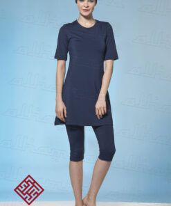 AlHamra Plain Capri Modest Burkini Swimwear sportwear - Midnight Blue, S (Size 6-8)