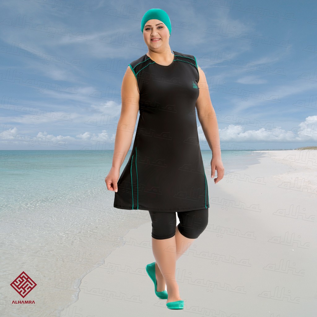 Semi Cover Modest Capri Swimsuit AL8132 Plus Size UK 20-26 - Image 5