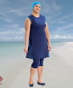 Semi Cover Modest Capri Swimsuit AL8132 Plus Size UK 20-26 - Image 4